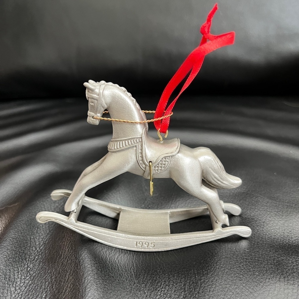 HALLMARK Anniversary Edition 1995 Pewter Rocking Horse Christmas Decor Gift